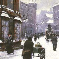 Paul Gustave Fischer A Street Scene In Winter Copenhagen 1901