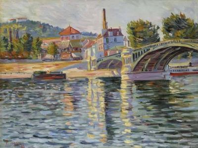 art oil painting reproduction of  Paul Signac Le Pont De Suresnes 1884 museum quality handmade