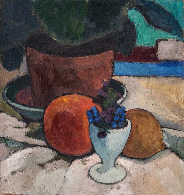 Paula Modersohn-becker Stillleben Mit Blattpflanze Und Eierbecher C. 1905 museum quality