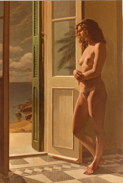art oil painting reproduction of  Pavlos Samios Nude By The Door 2 museum quality handmade