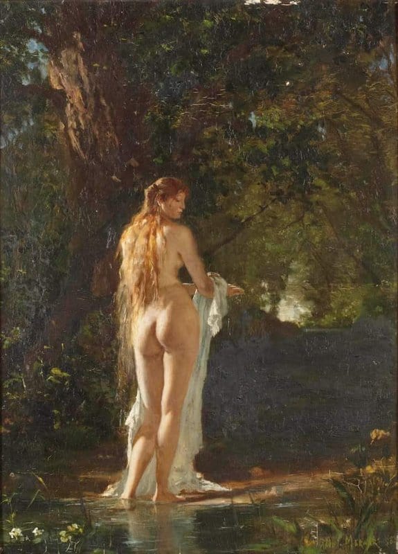 Pawel Merwart The Swimmer In The Forest - 1883 museum quality