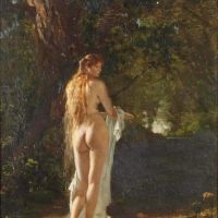 Pawel Merwart The Swimmer In The Forest - 1883 Hand Painted Reproduction