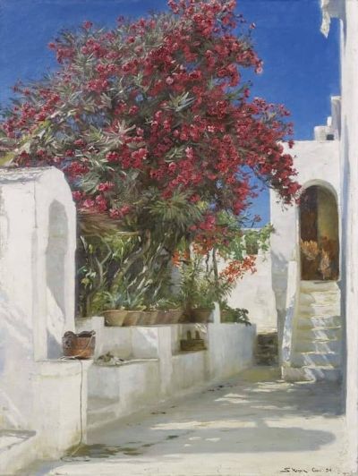 art oil painting reproduction of  Peder Severin Kr Yer Oleanders In Bloom Capri 1896 museum quality handmade