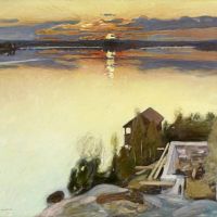 Pekka Halonen. Sunset At Lake Tuusula 1902 Hand Painted Reproduction