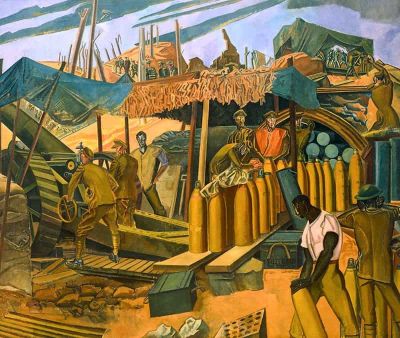 art oil painting reproduction of  Percy Wyndham Lewis A Canadian Gun-pit - Tranchee De Tir Canadienne - 1918 museum quality handmade