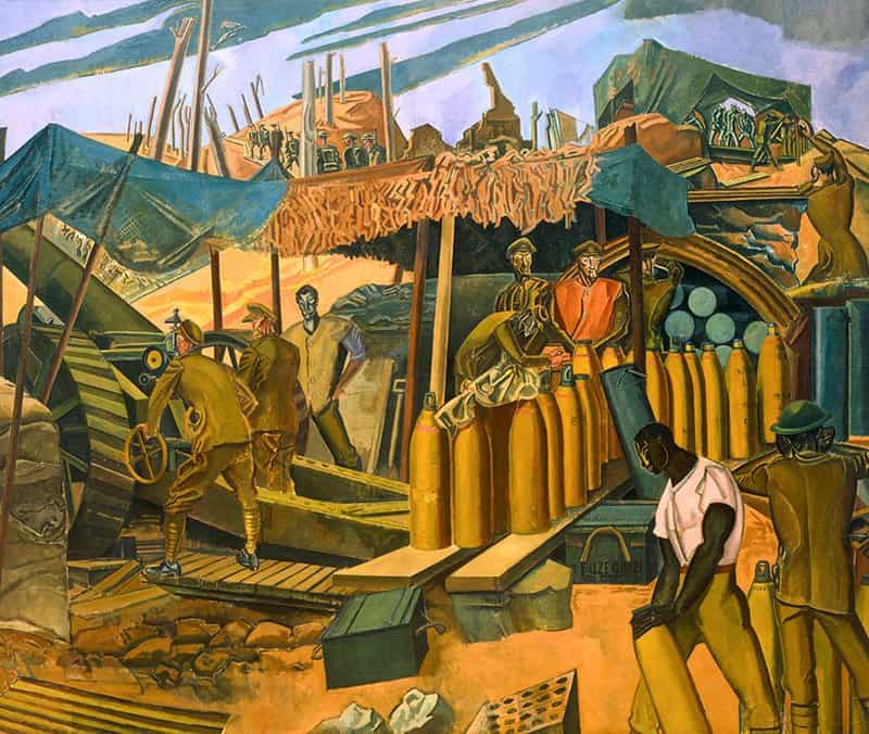 Percy Wyndham Lewis A Canadian Gun-pit - Tranchee De Tir Canadienne - 1918 museum quality
