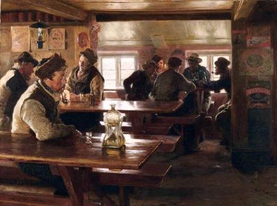 art oil painting reproduction of  Peter Kroyer Interior Of A Tavern 1886 museum quality handmade