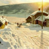 Peter Mork Monsted Winter Day In Lillehammer Norway Hand Painted Reproduction