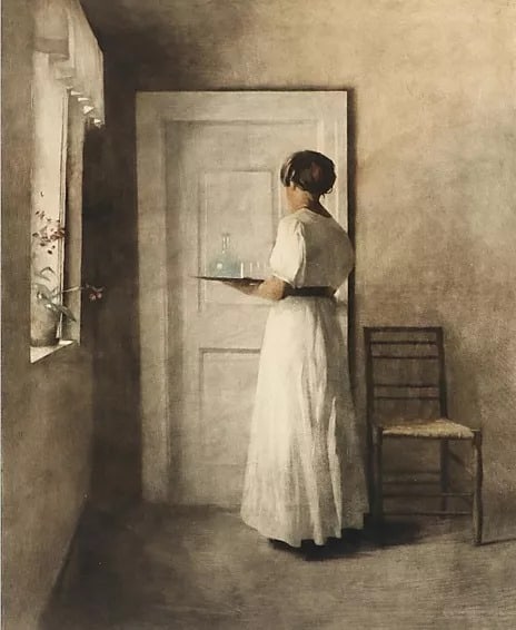 Peter Vilhelm Ilsted Unge Pige Med Bakke - Young Girl With Tray - 1915 museum quality