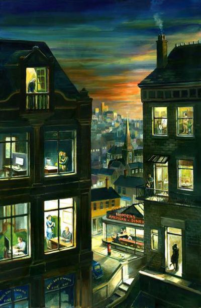 art oil painting reproduction of  Phil Lockwood Hommage To Edward Hopper museum quality handmade