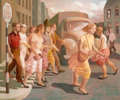 art oil painting reproduction of  Philip Surrey The Pedestrians Ca. 1952 museum quality handmade