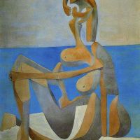 Picasso Seated Bather On The Beach Hand Painted Reproduction
