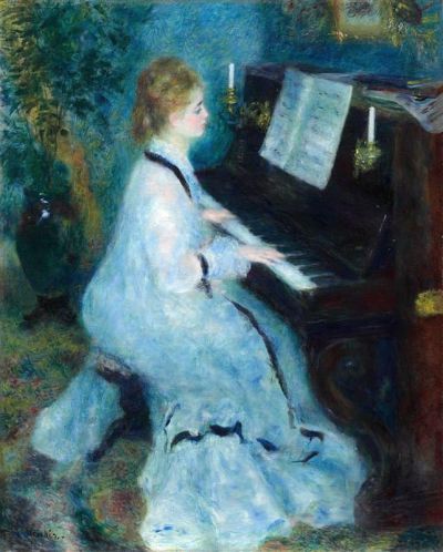 art oil painting reproduction of  Pierre-auguste Renoir Woman At The Piano 1875-1876 museum quality handmade