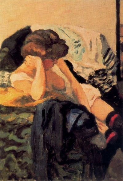 art oil painting reproduction of  Pierre Bonnard The Red Garters 1903-04 museum quality handmade