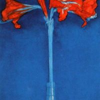 Piet Mondrian Amaryllis On Blue Background 1910