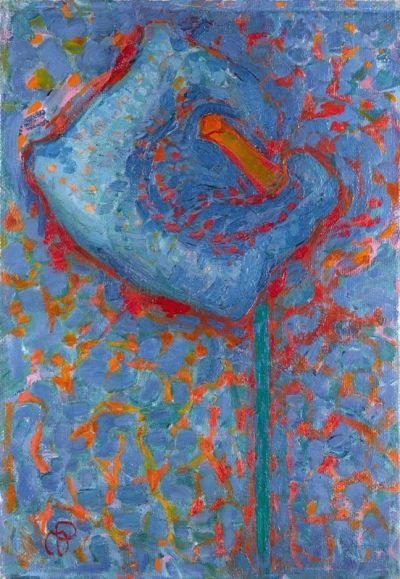 art oil painting reproduction of  Piet Mondrian Arum Lily- Blue Flower 1908-09 museum quality handmade