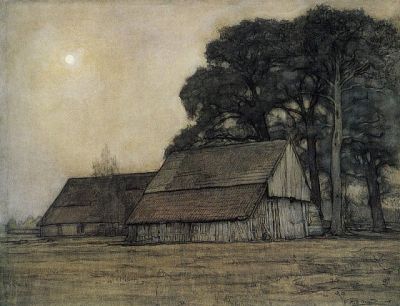 art oil painting reproduction of  Piet Mondrian Evening Sheepfold And Farmstead 1906 museum quality handmade