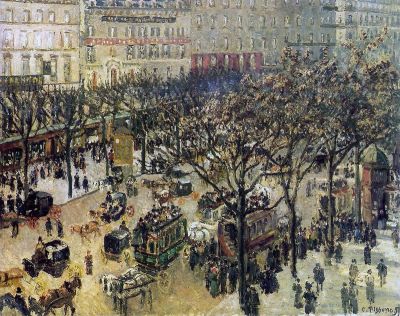 art oil painting reproduction of  Pissarro Boulevard Des Italiens Morning Sunlight Hand Painted Reproduction museum quality handmade