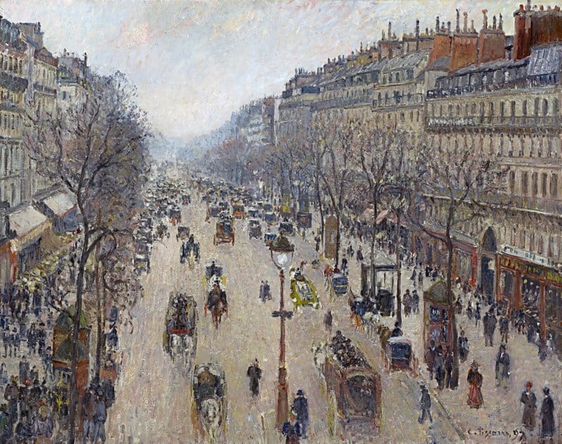 Pissarro Boulevard Montmartre Morning Cloudy Weather Hand Painted Reproduction museum quality