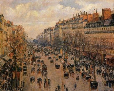 art oil painting reproduction of  Pissarro Boulevard Montmartre Sunny Afternoon Hand Painted Reproduction museum quality handmade