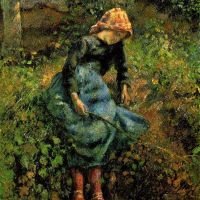 Pissarro Girl With A Stick Hand Painted Reproduction
