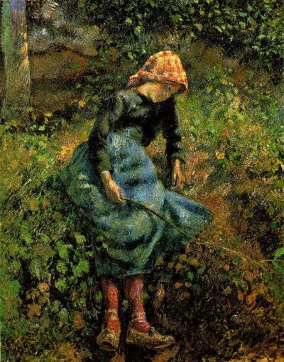 art oil painting reproduction of  Pissarro Girl With A Stick Hand Painted Reproduction museum quality handmade
