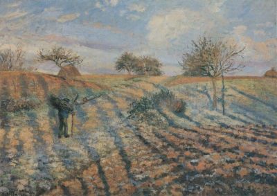 art oil painting reproduction of  Pissarro Ground Frost Hand Painted Reproduction museum quality handmade