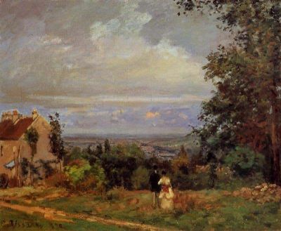 art oil painting reproduction of  Pissarro Landscape Near Louveciennes Hand Painted Reproduction museum quality handmade