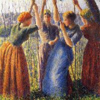 Pissarro Peasant Women Planting Stakes Hand Painted Reproduction
