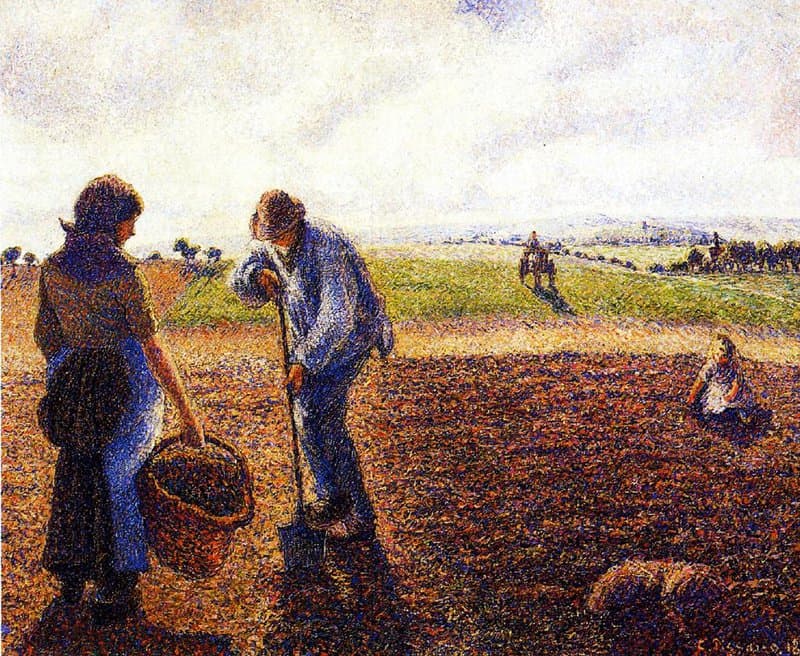 Pissarro Peasants In The Field Eragny Hand Painted Reproduction museum quality
