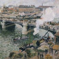 Pissarro Pont Boieldieu In Rouen Rainy Weather Hand Painted Reproduction