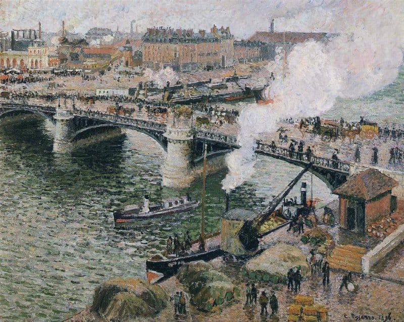Pissarro Pont Boieldieu In Rouen Rainy Weather Hand Painted Reproduction museum quality