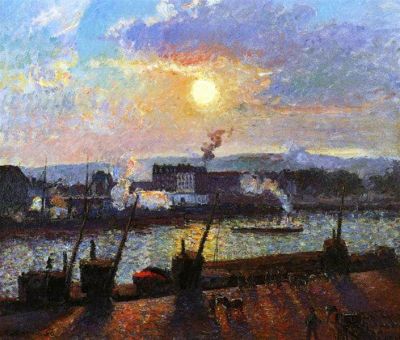 art oil painting reproduction of  Pissarro Sunset Rouen Hand Painted Reproduction museum quality handmade