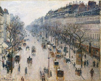 art oil painting reproduction of  Pissarro The Boulevard Montmartre On A Winter Morning Hand Painted Reproduction museum quality handmade