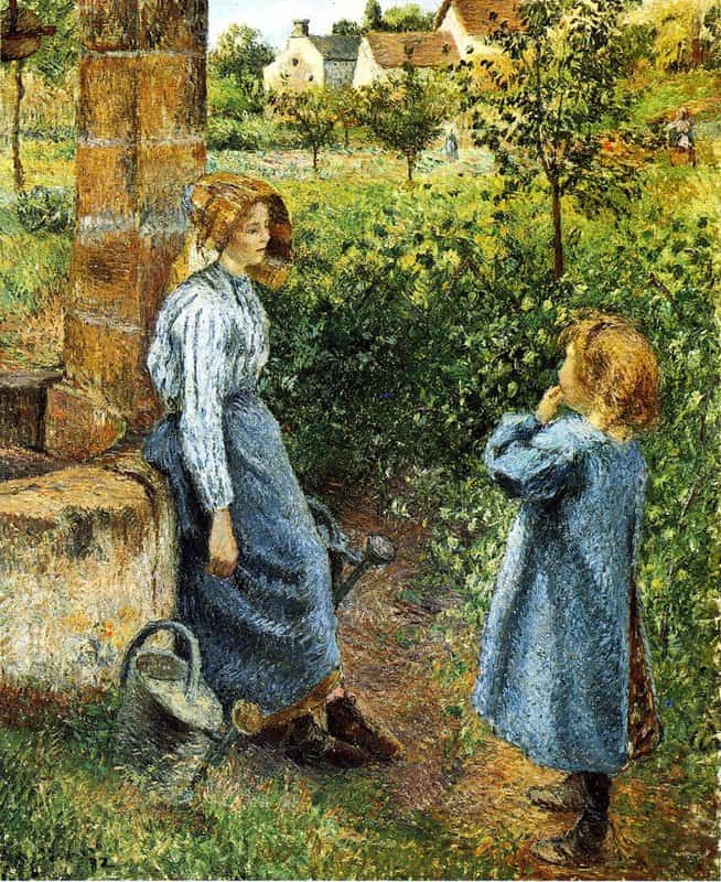 Pissarro Woman And Child At The Well Hand Painted Reproduction museum quality