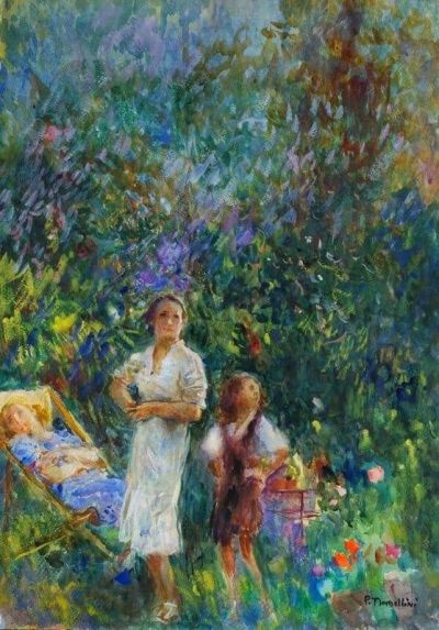 art oil painting reproduction of  Plinio Nomellini Midday 1912 museum quality handmade