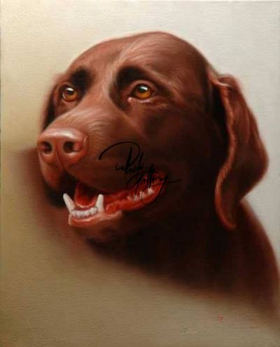 art oil painting reproduction of  Portrait Painting Of Brown Dog Hand Painted museum quality handmade
