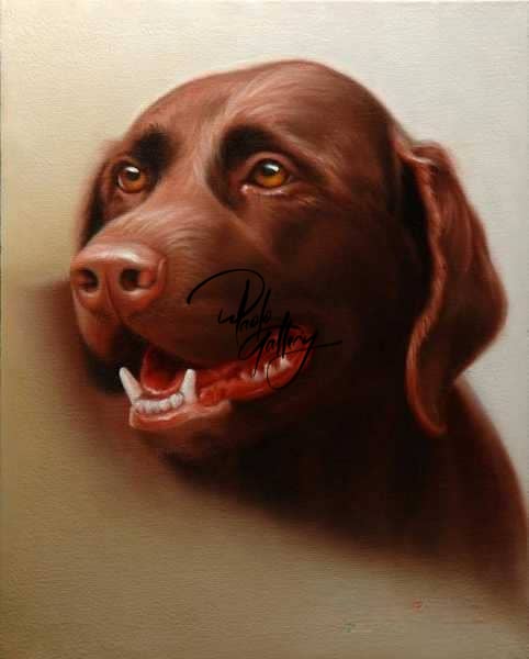 Portrait Painting Of Brown Dog Hand Painted museum quality