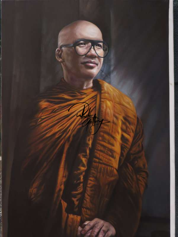 Portrait Painting Of Buddhist Monk Hand Painted museum quality