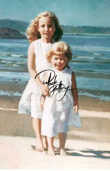 Portrait Painting Of Children In Holidays Hand Painted museum quality