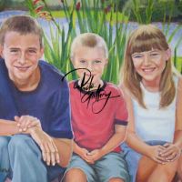 Portrait Painting Of Children Together Hand Painted