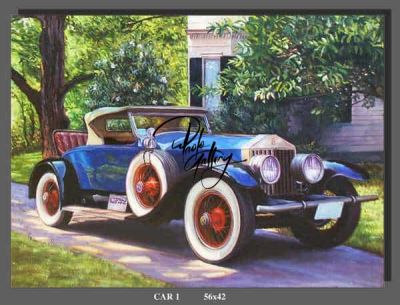 art oil painting reproduction of  Portrait Painting Of Old Blue Car Hand Painted museum quality handmade