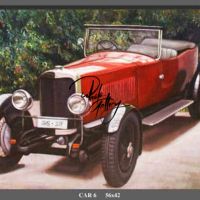 Portrait Painting Of Red Car Hand Painted