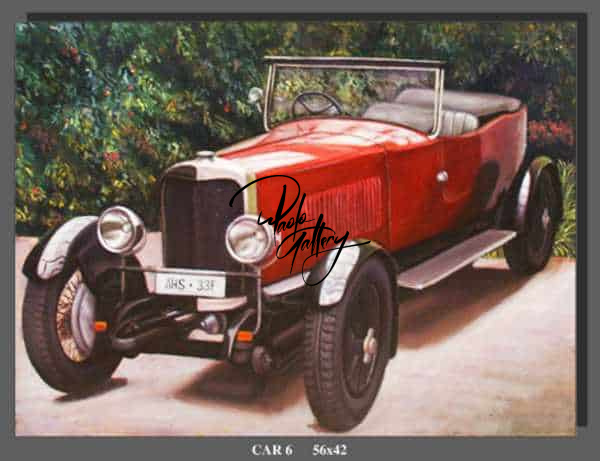 Portrait Painting Of Red Car Hand Painted museum quality