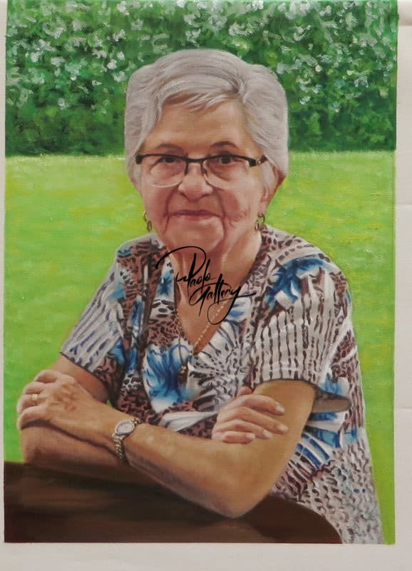 Portrait Painting Of Senior Lady Hand Painted museum quality