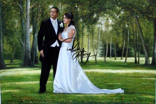 Portrait Painting Of Wedding Couple Hand Painted museum quality