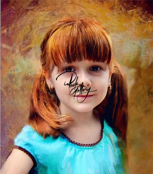 Portrait Painting Of Young Child Gold Background Hand Painted museum quality
