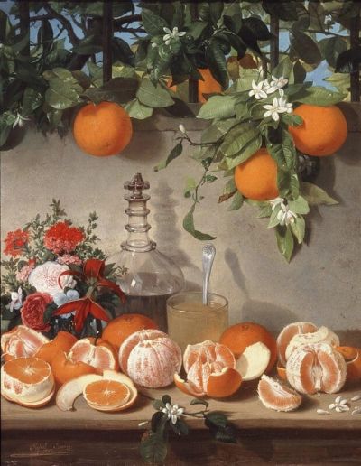 art oil painting reproduction of  Rafael Romero Barros Bodegon De Naranjas - Still Life With Oranges - 1863 museum quality handmade