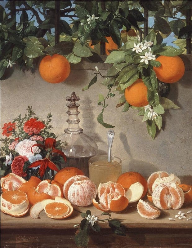 Rafael Romero Barros Bodegon De Naranjas - Still Life With Oranges - 1863 museum quality