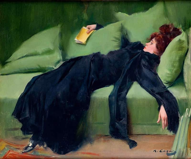 Ramon Casas Decadent Young Woman After The Ball - 1899 museum quality